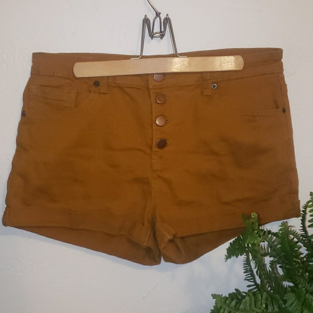 Forever 21 button fly high waisted mustard shorts